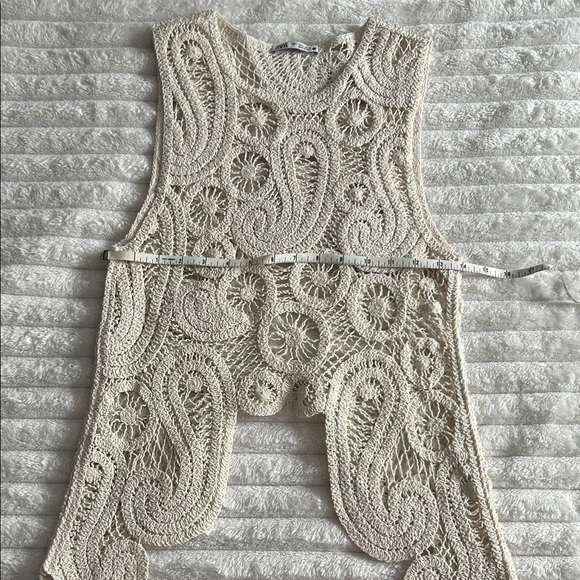 Zara Crochet Lace Sleeveless Top | Cream | Size Small - Picture 5 of 8
